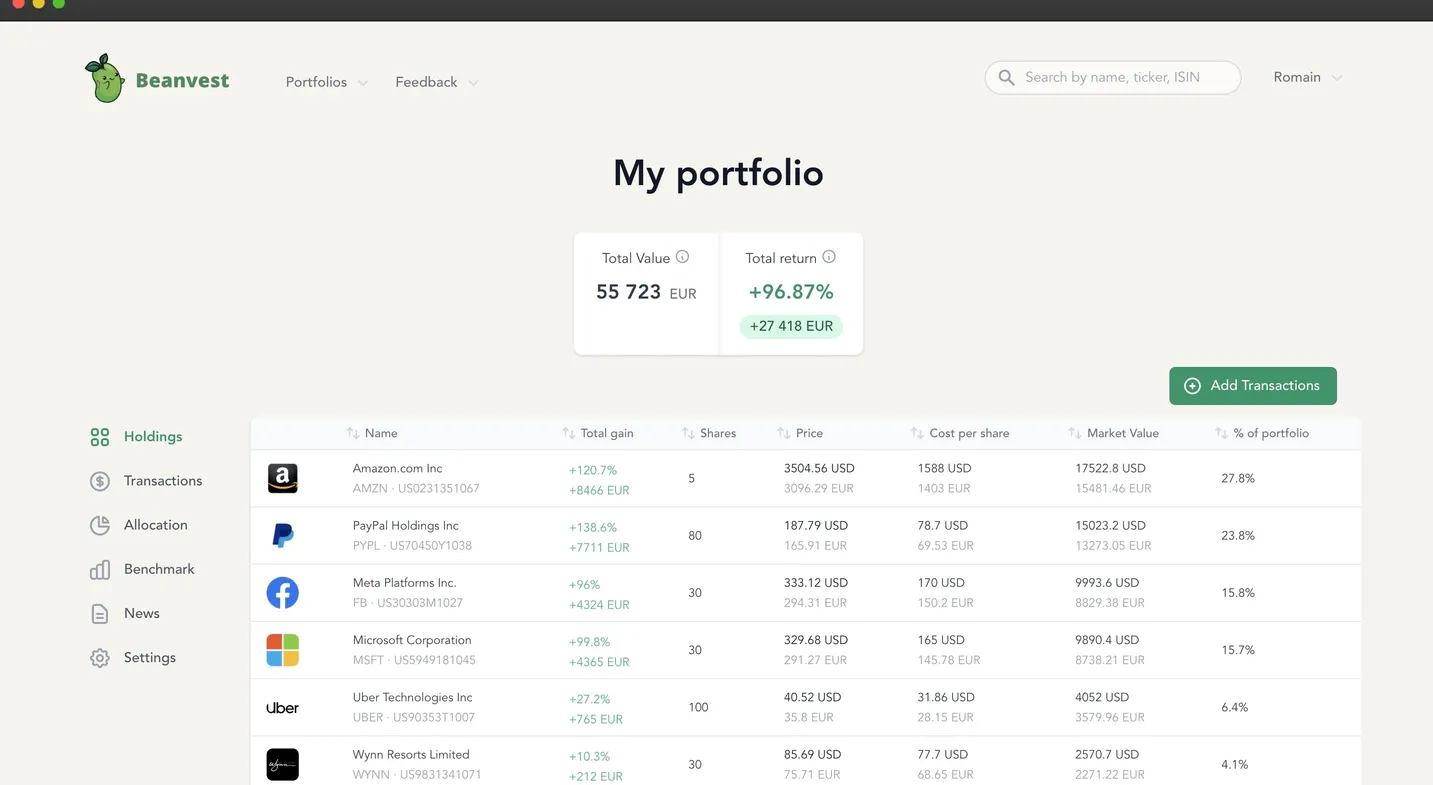 Stock portfolio tracker