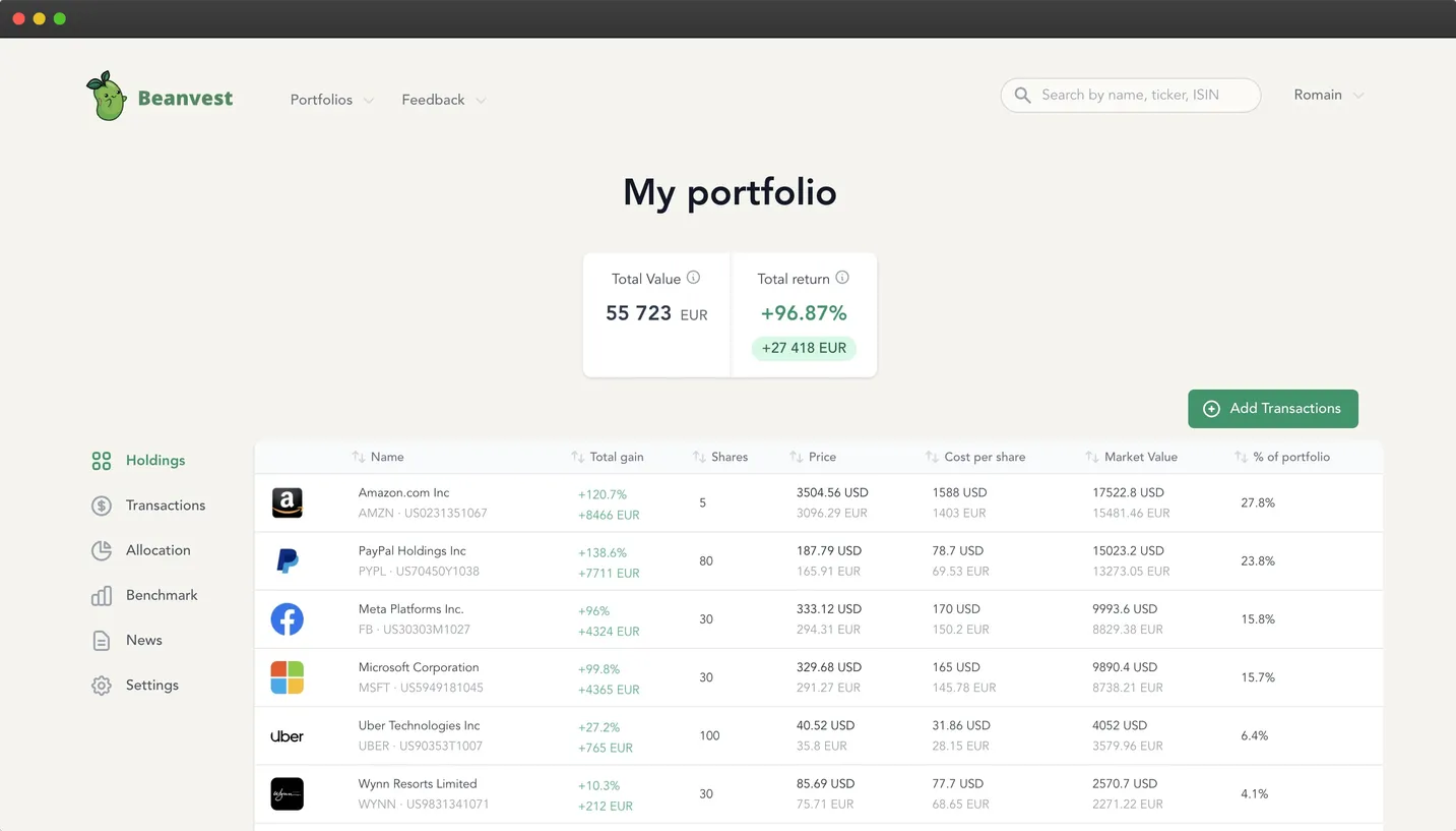 Stock portfolio tracker