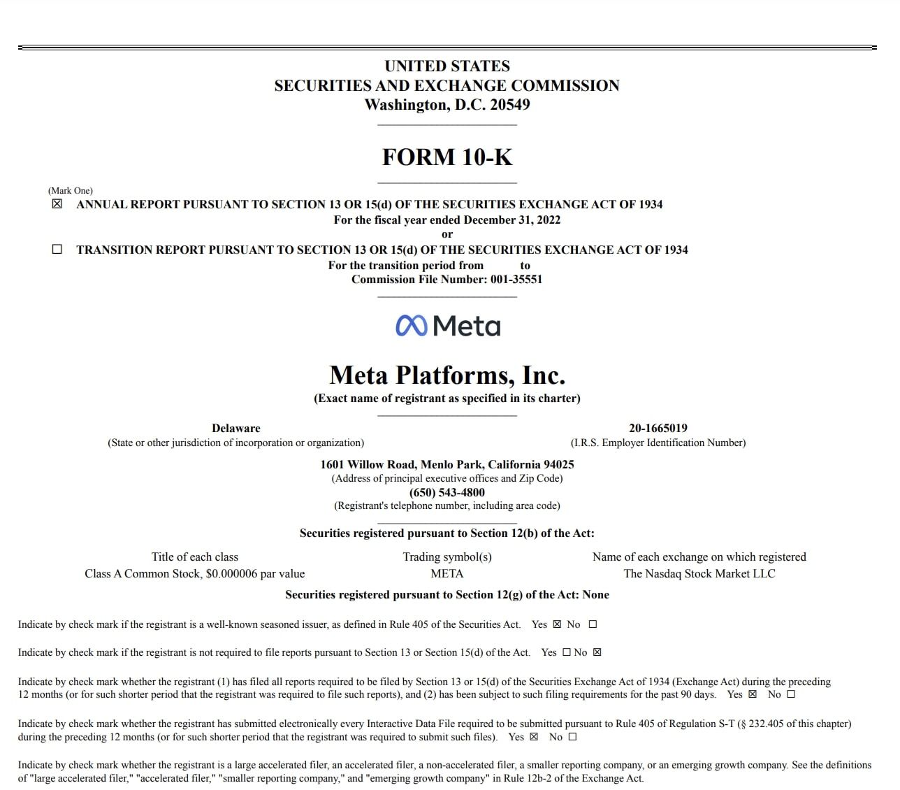 Meta Income Statement