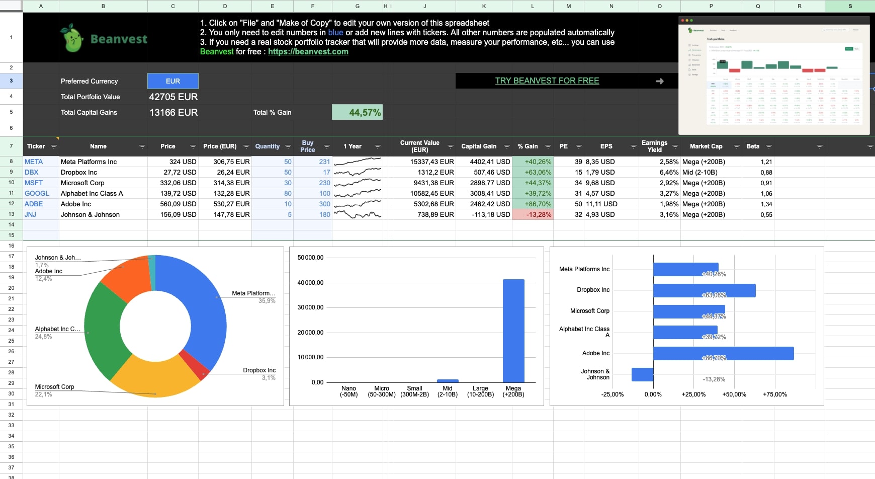 Free Stock Portfolio Tracker Spreadsheet