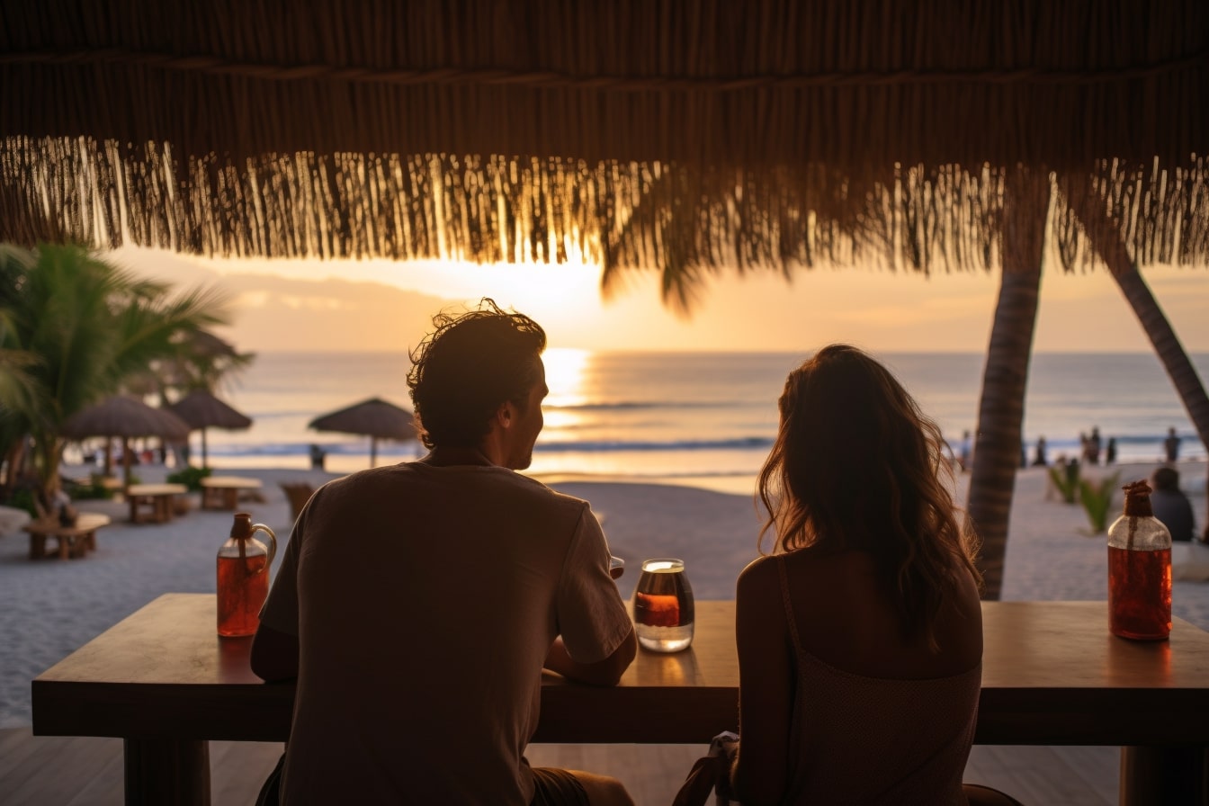 Early retirement couple drinking cocktails