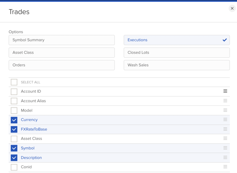 Interactive Brokers menu