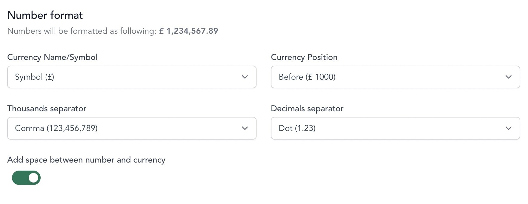 Numbers formatting