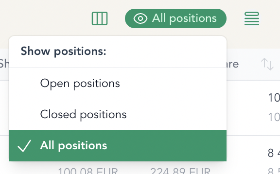 Closed positions
